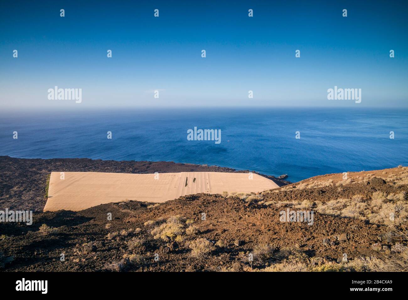 Spain, Canary Islands, El Hierro Island, La Restinga, elevated view of banana plantation Stock Photo