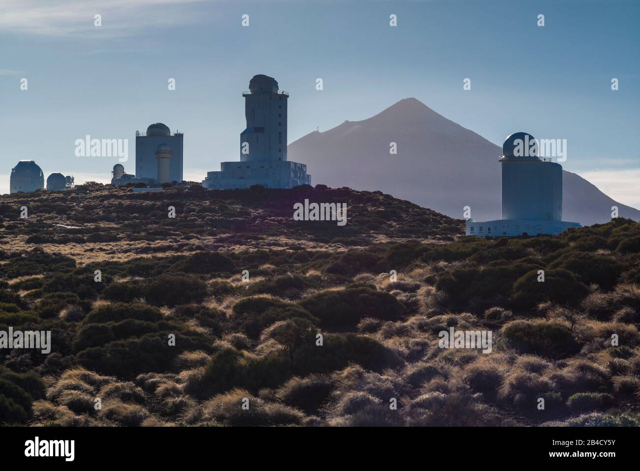 Spain, Canary Islands, Tenerife Island, El Teide Mountain, Observatorio del Teide, astronomical observatory, late afternoon Stock Photo