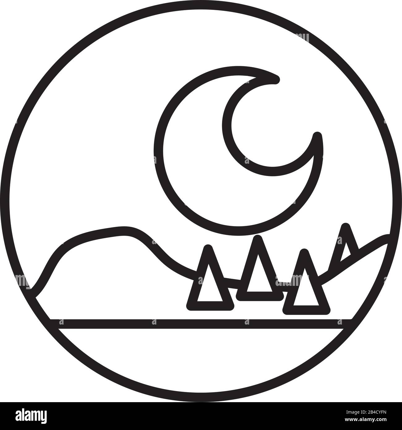 forest landscape night scene line style icon Stock Vector Image & Art ...
