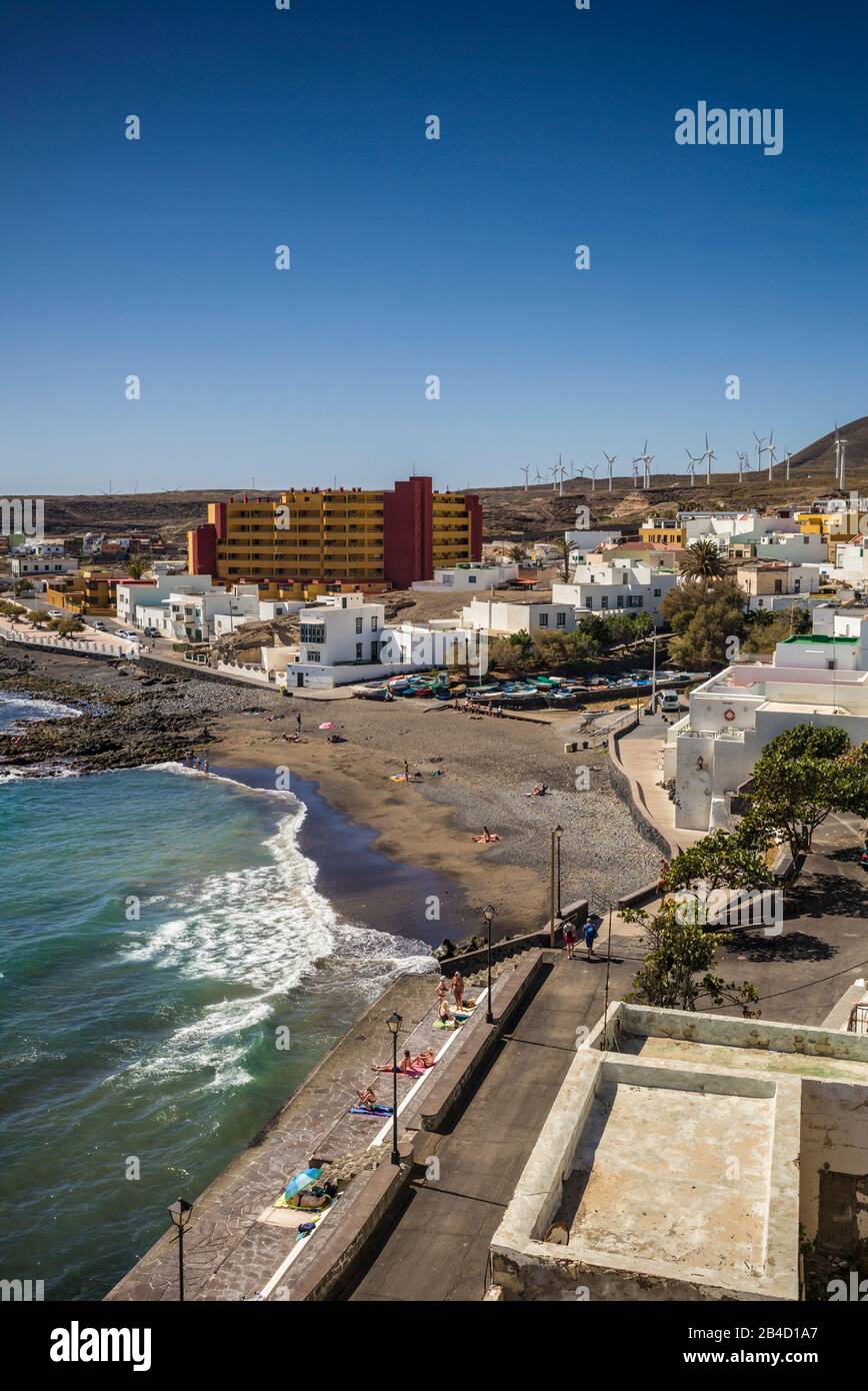 Spain, Canary Islands, Tenerife Island, Poris de Abona, elevated beach town view Stock Photo
