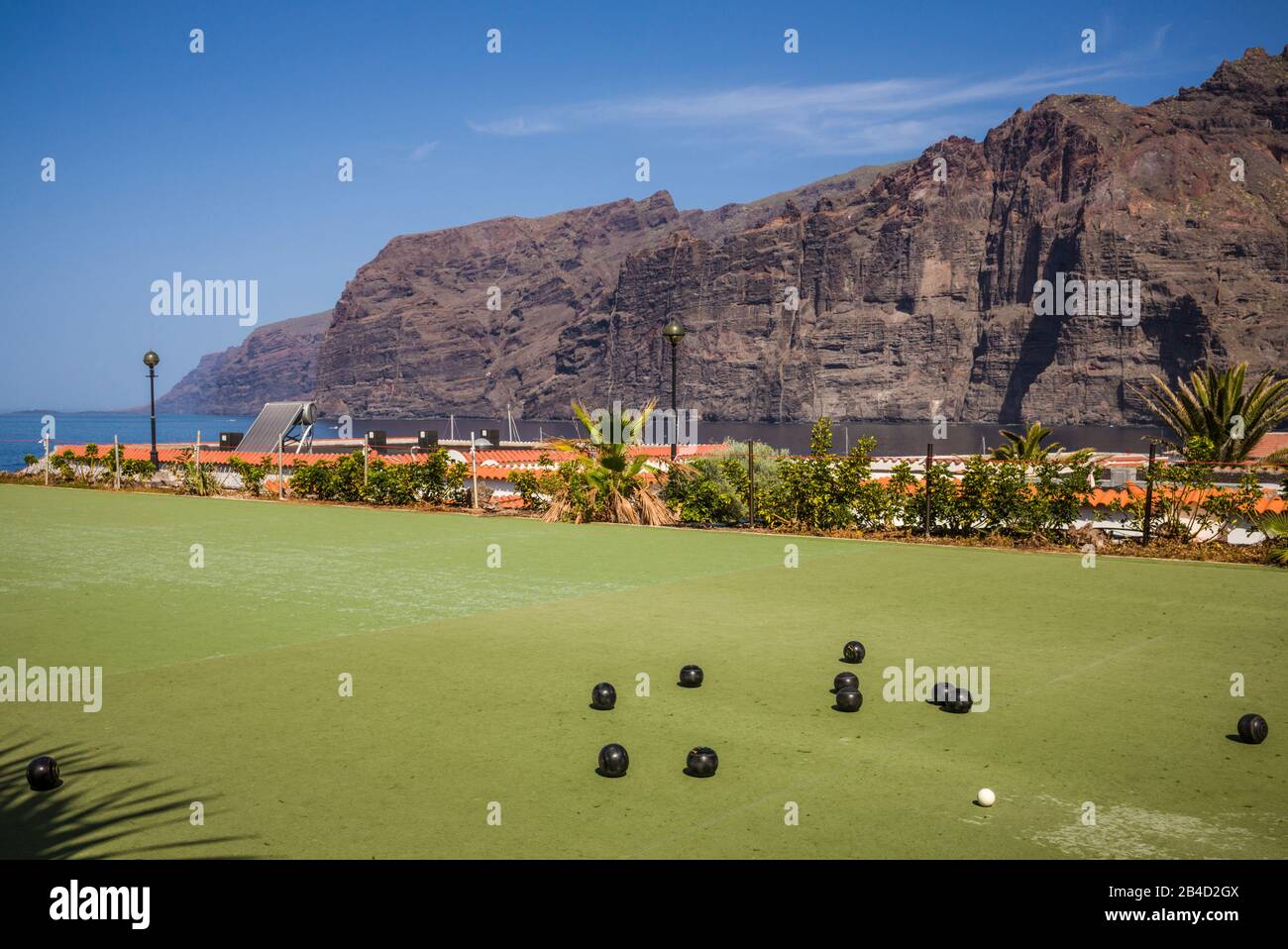 Spain, Canary Islands, Tenerife Island, Los Gigantes, lawn bowling court Stock Photo