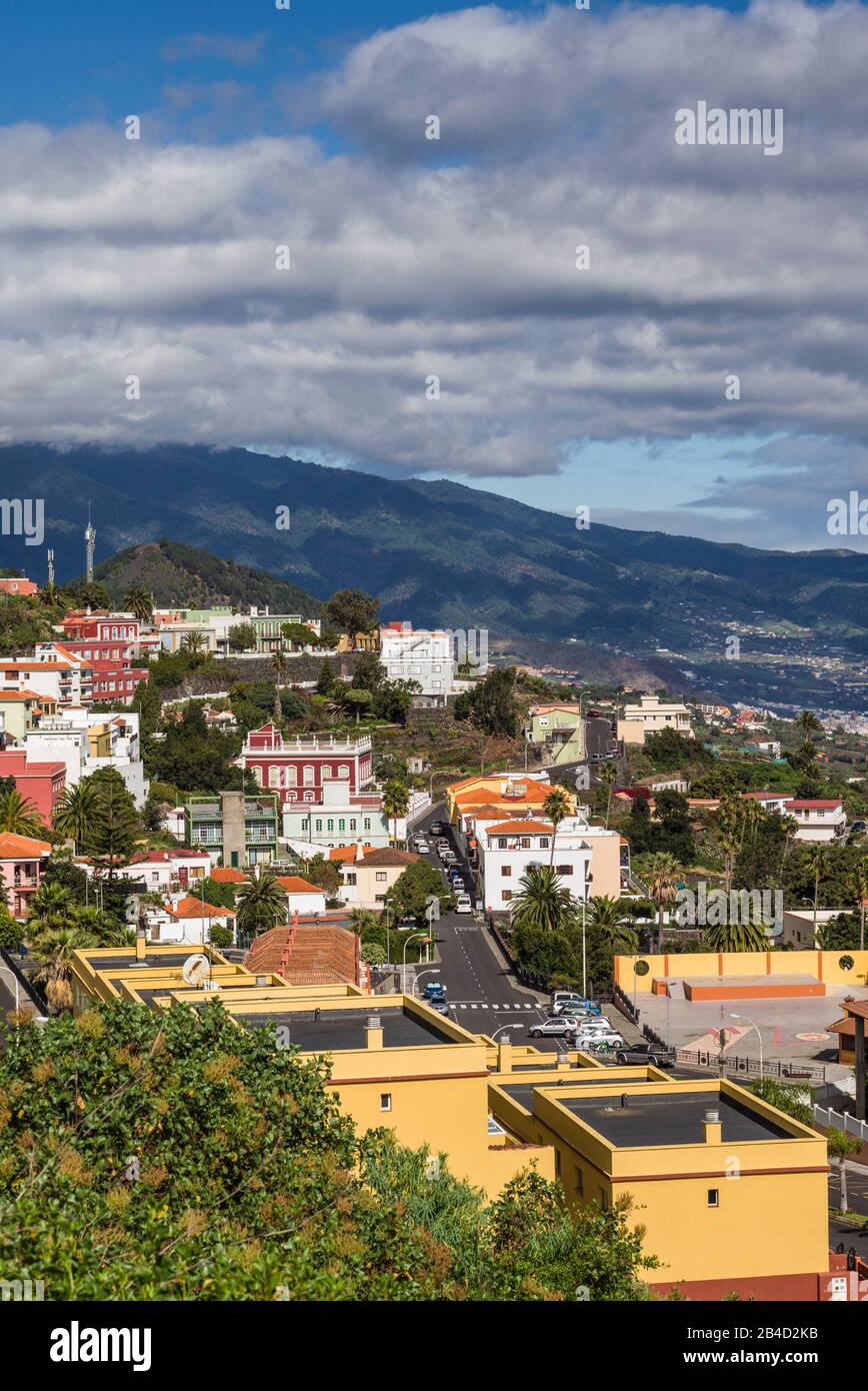 Spain, Canary Islands, La Palma Island, Villa de Mazo, elevated town view Stock Photo