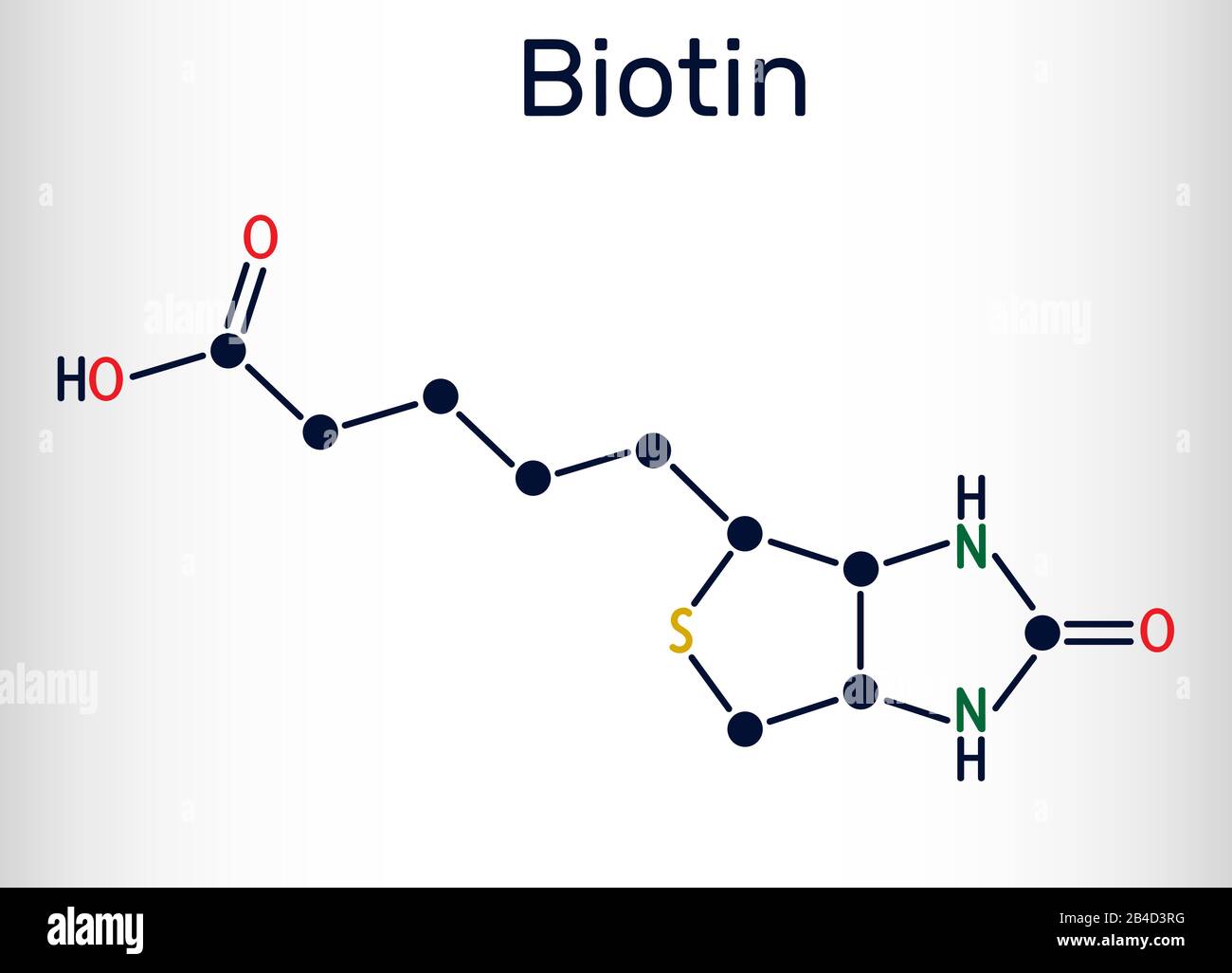 Biotin, vitamin B7 molecule. Structural chemical formula. Vector illustration Stock Vector