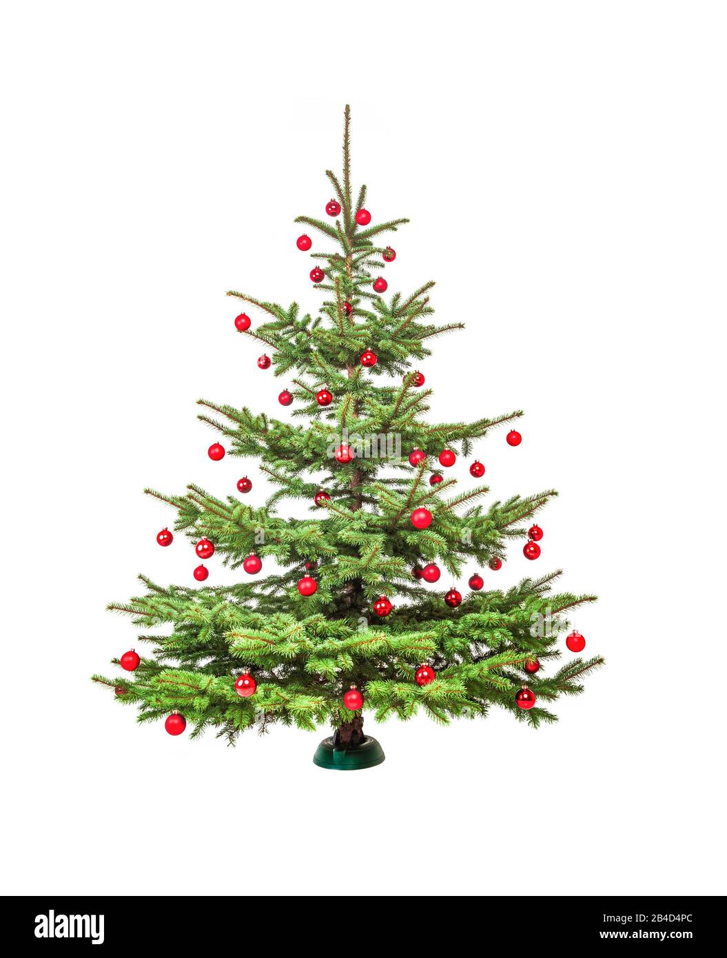 Beautifully decorated Christmas tree with red Christmas baubles Stock Photo