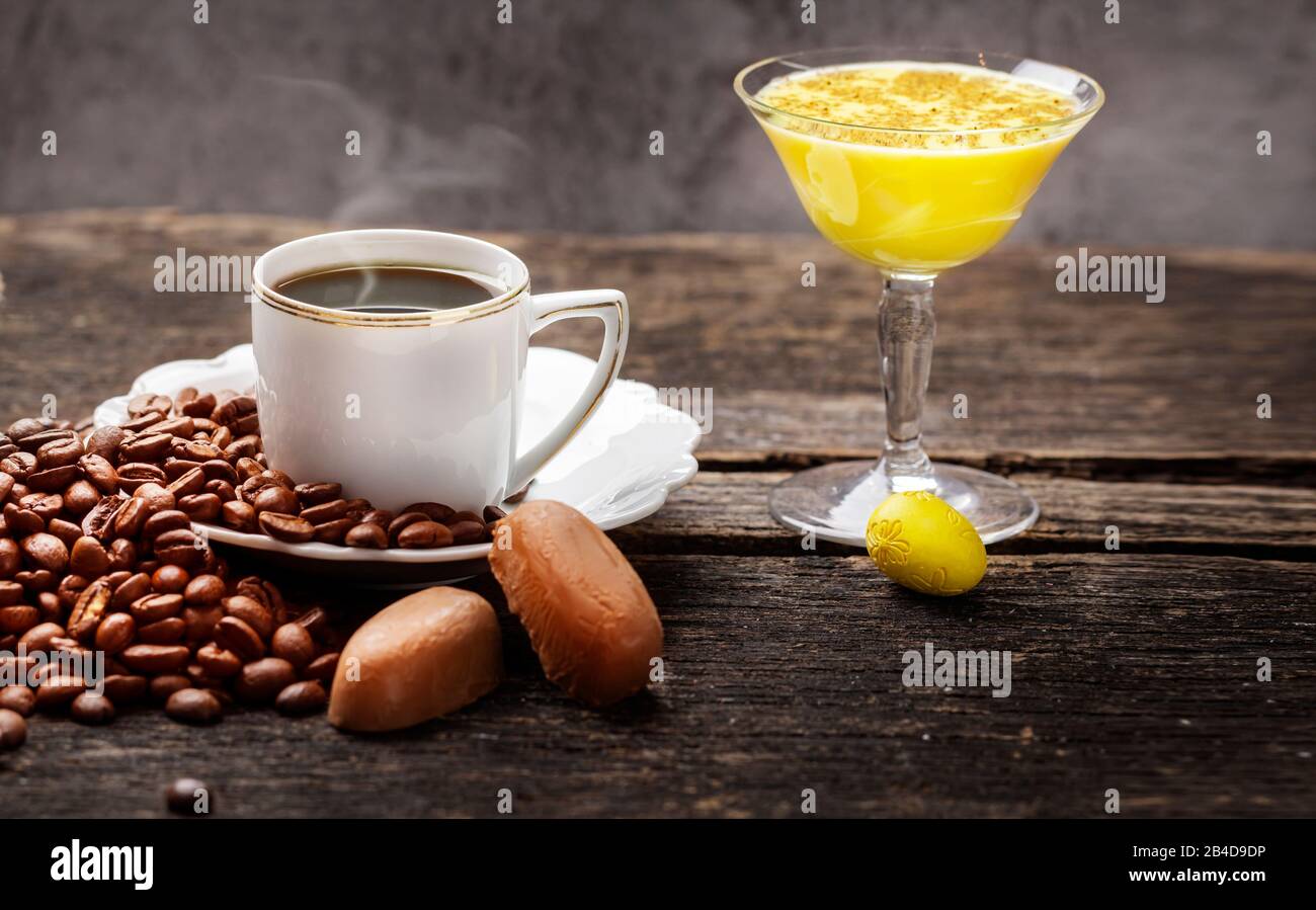 Eggnog and coffee Stock Photo Alamy