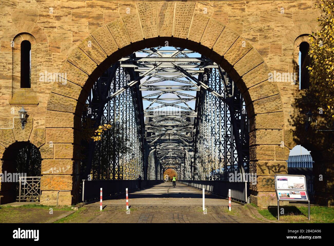 Europe, Germany, Hamburg, Alte Harburger Elbbrücke, south portal, built between 1897 and 1899, steel bridge construction, Stock Photo