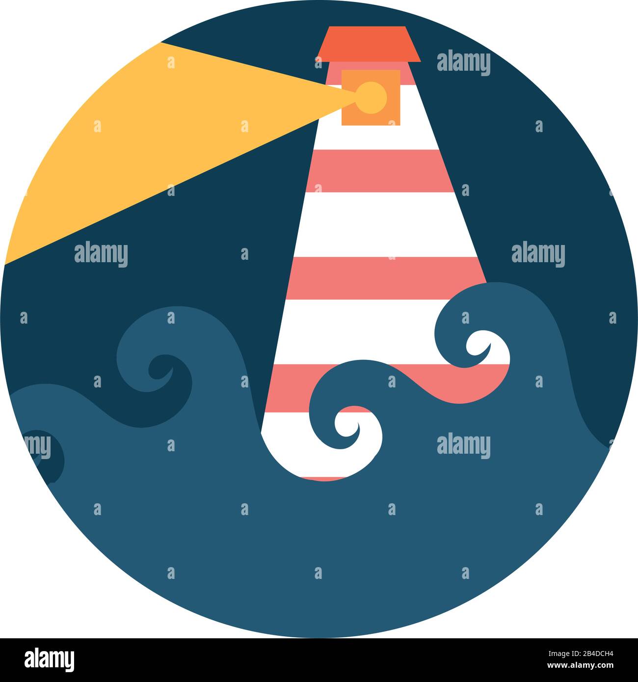 sea scape scene with lighthouse flat style icon Stock Vector Image ...