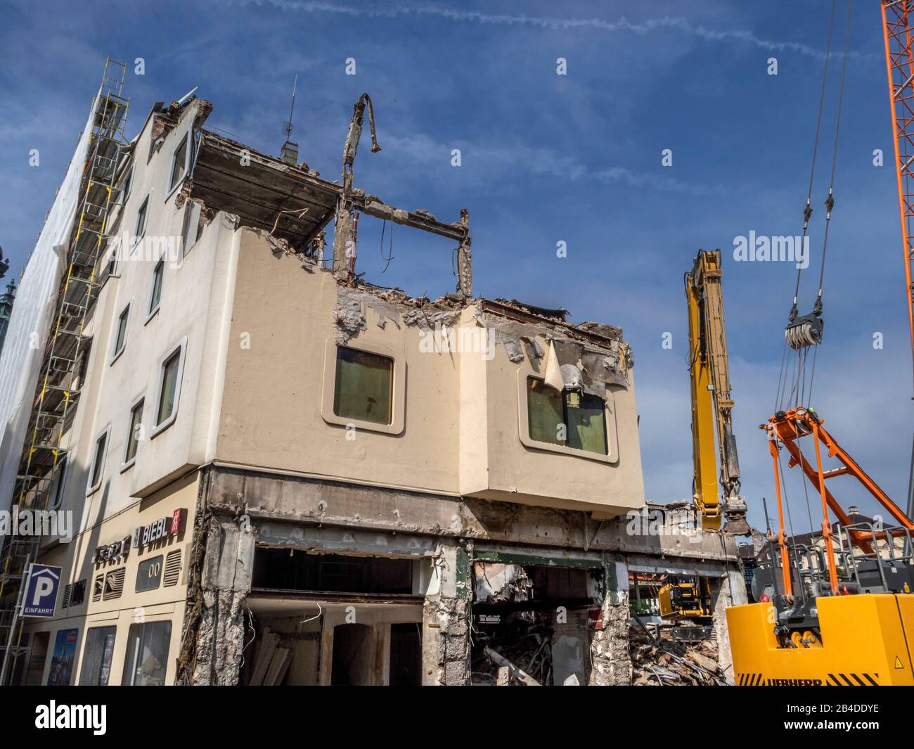 Demolition works Hotel Königshof, Munich, Bavaria, Germany, Europe Stock Photo