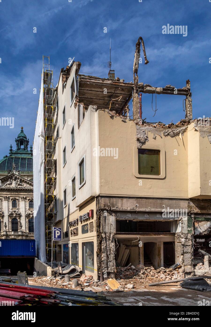 Demolition works Hotel Königshof, Munich, Bavaria, Germany, Europe Stock Photo