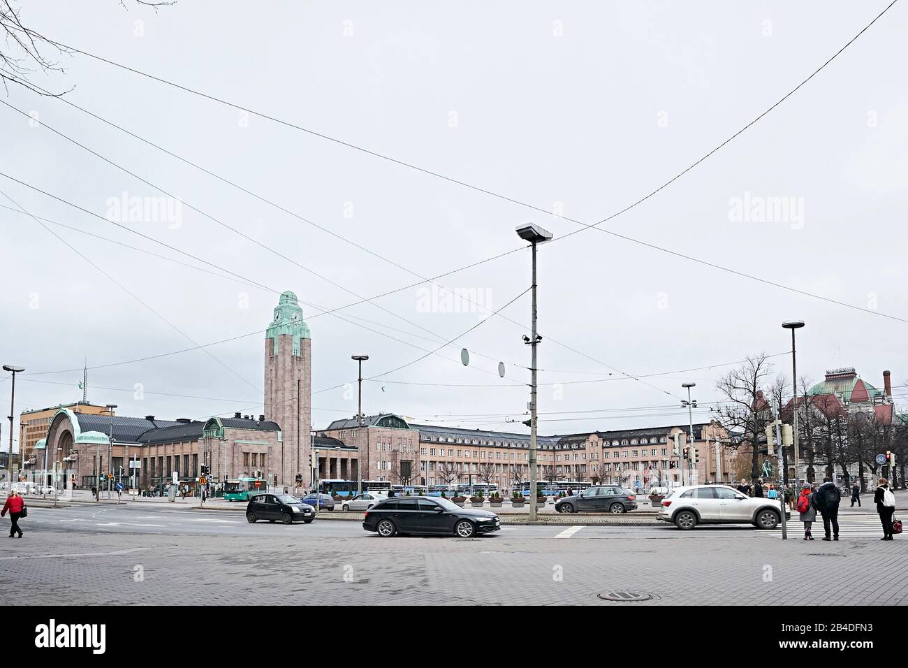 Helsinki railway station in November, Finland Stock Photo