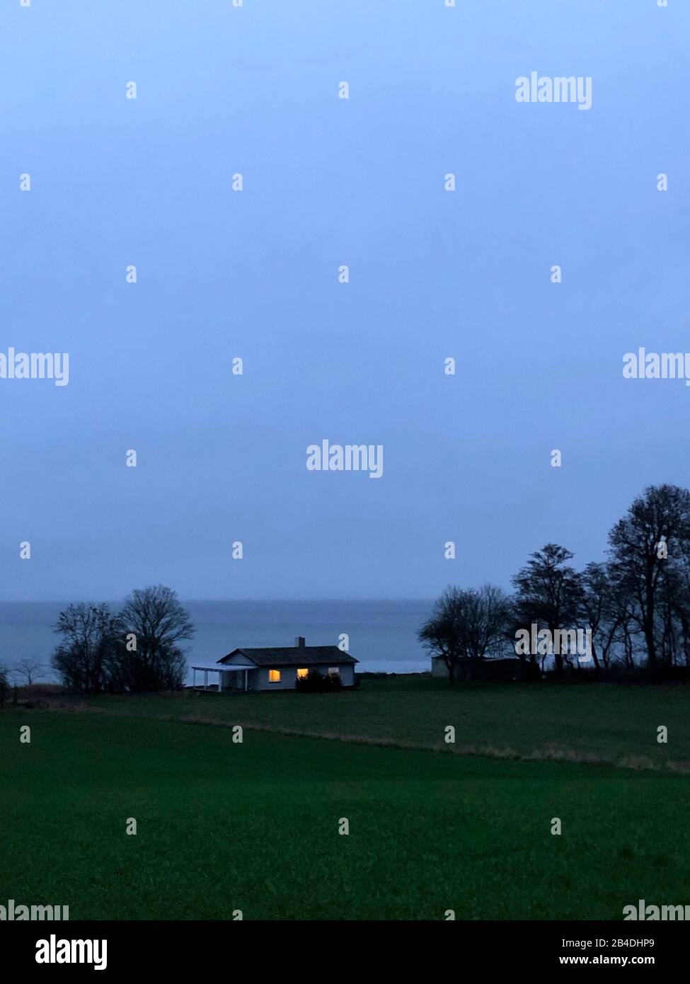 Haus, Als, Alsen, Insel, Landschaft, Dänemark Stock Photo