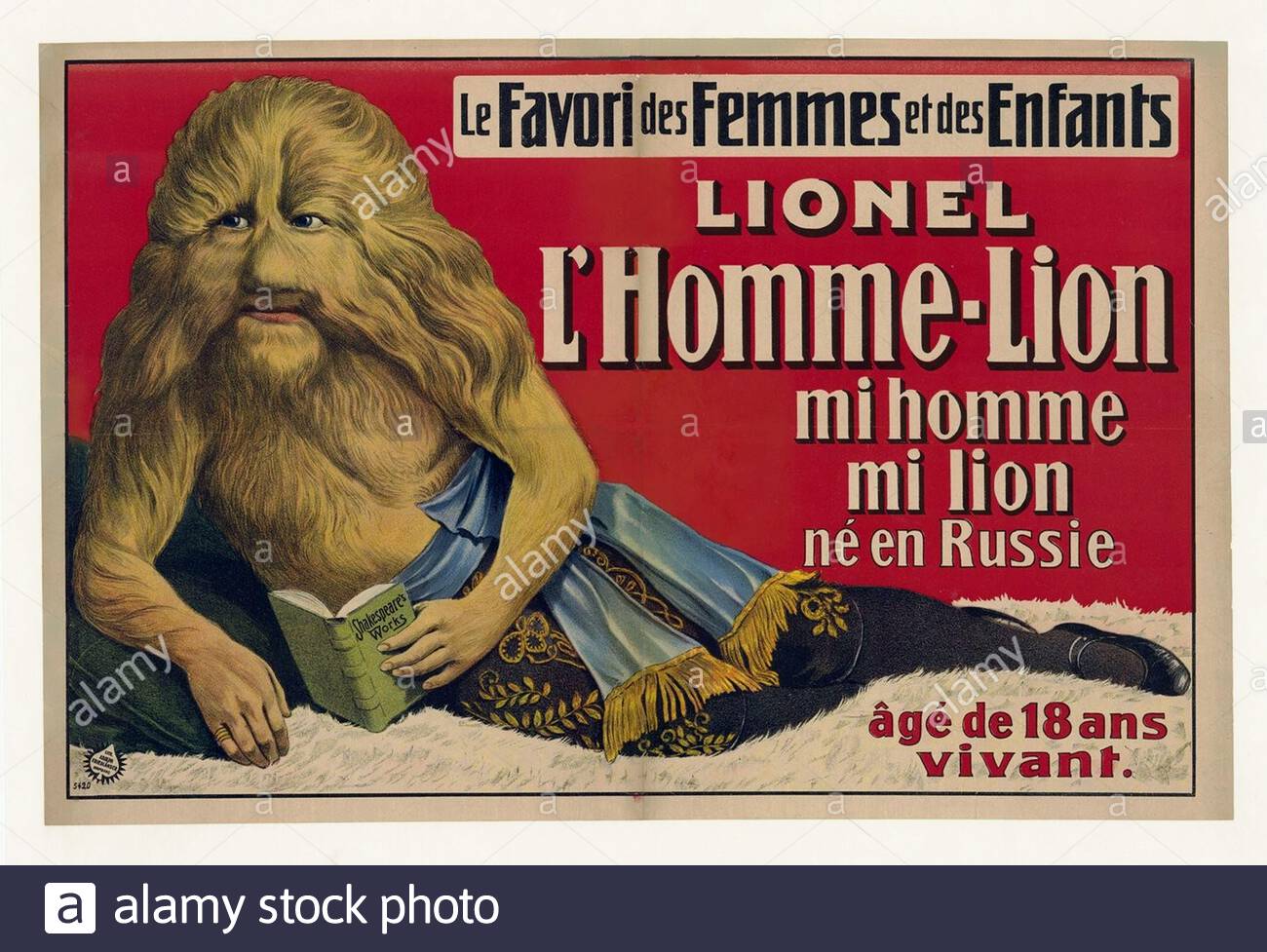 Vintage Cabaret Poster Lionel The Hairy Russian Lion Man Stock Photo Alamy