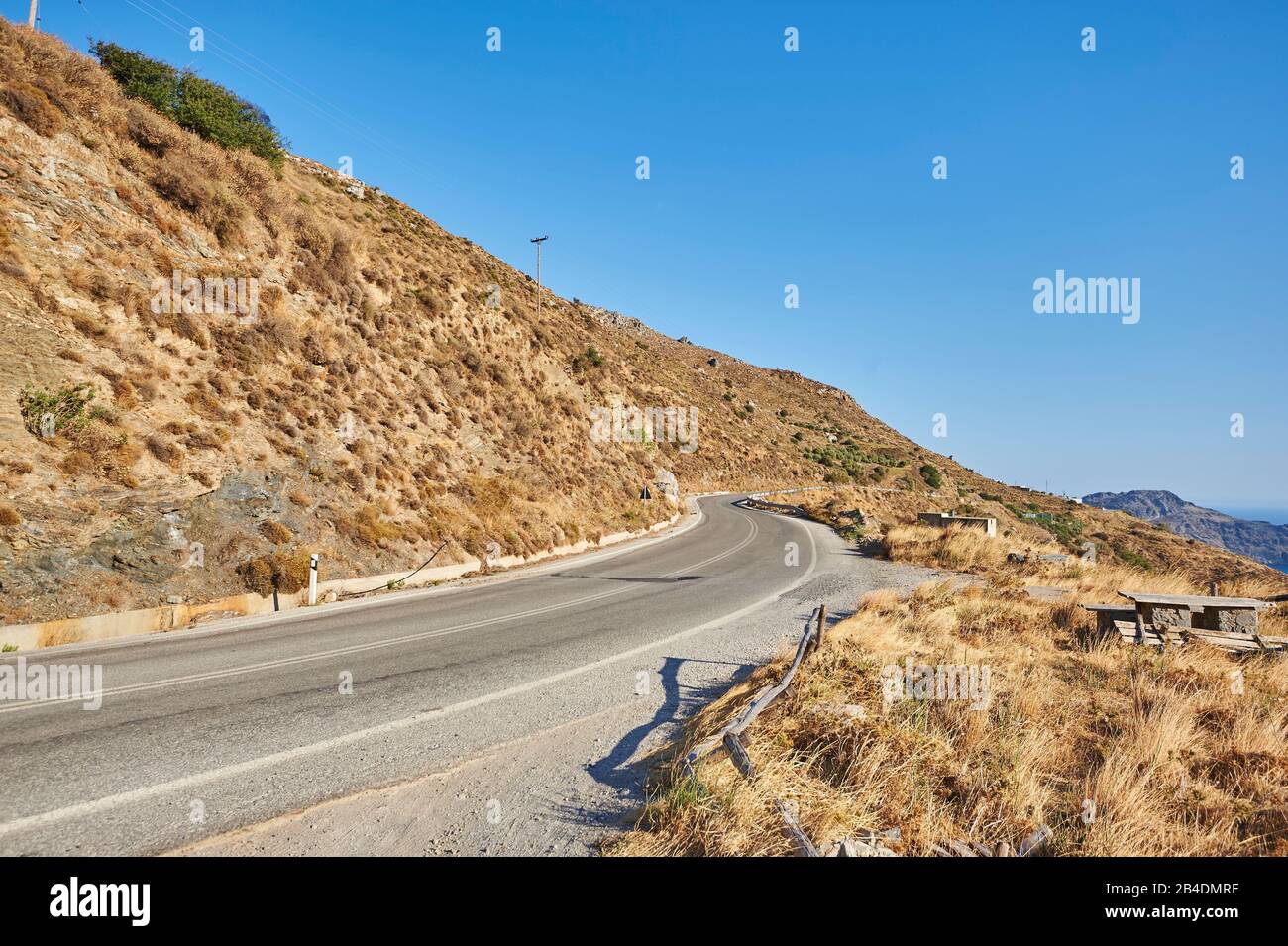 Landscape, road at Plakias, coast, coastal road, Crete, Greece Stock Photo