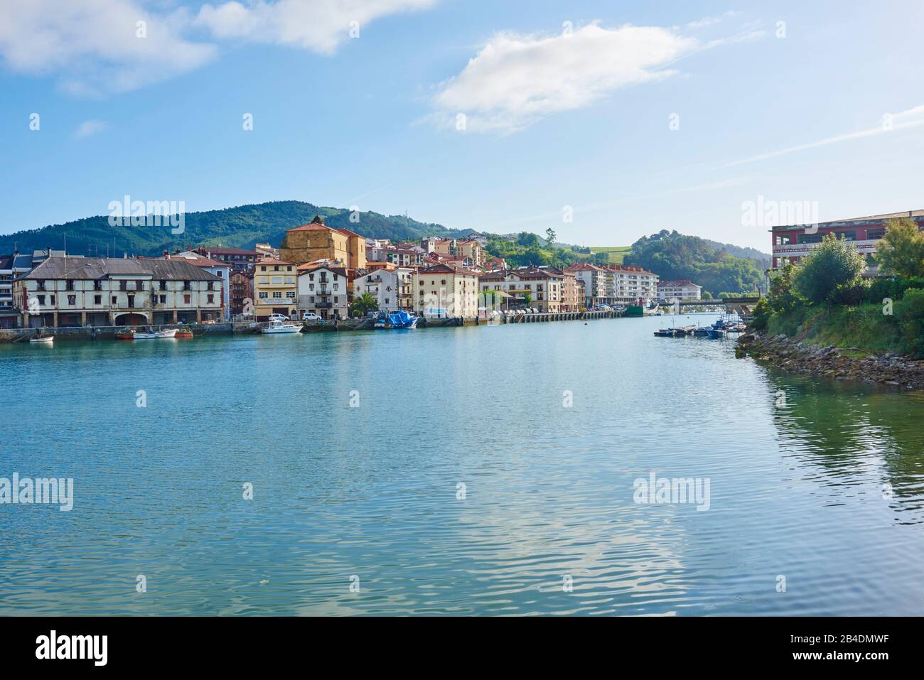 Landscape of Orio at the Oria river on the Way of St. james, Spain Stock Photo