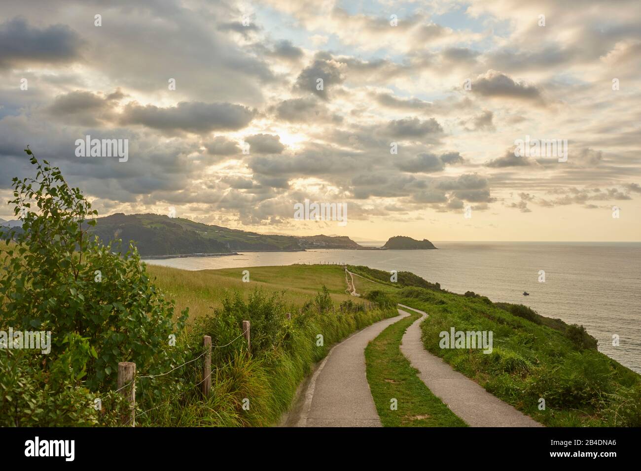 Landscape, Hiking trail, Way of St james along the coast to Zarautz, Basque Country, Spain Stock Photo