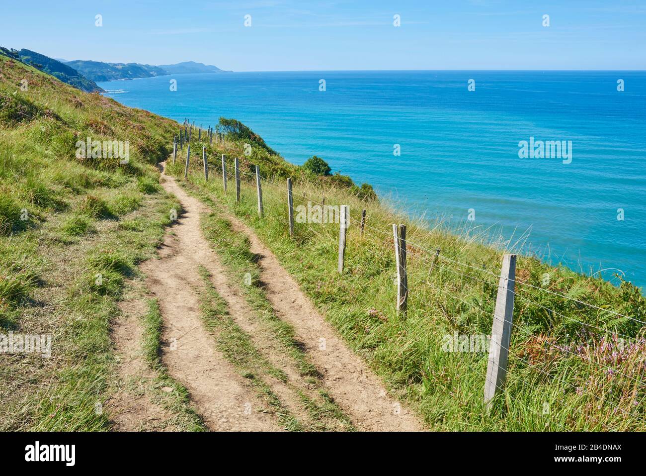 Landscape, footpath, Way of St. james, Geopark Costa Vasca between Zumaia and Itxaspe, Basque Country, Spain Stock Photo