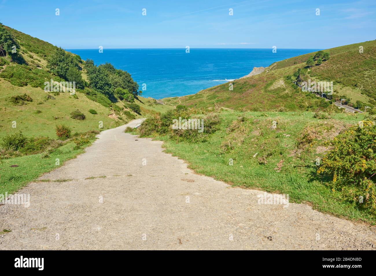 Landscape, footpath, Way of St. james, Geopark Costa Vasca between Zumaia and Itxaspe, Basque Country, Spain Stock Photo