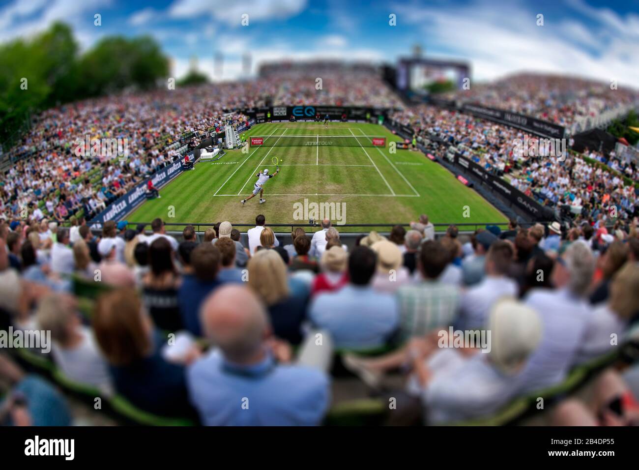 Center Court, Tennis, Miniature Effect, jan-Lennard Struff (GER) vs. Matteo Berrettini (ITA), Mercedes-Cup 2019, Weissenhof, Stuttgart, Baden-Wurttemberg, Germany Stock Photo