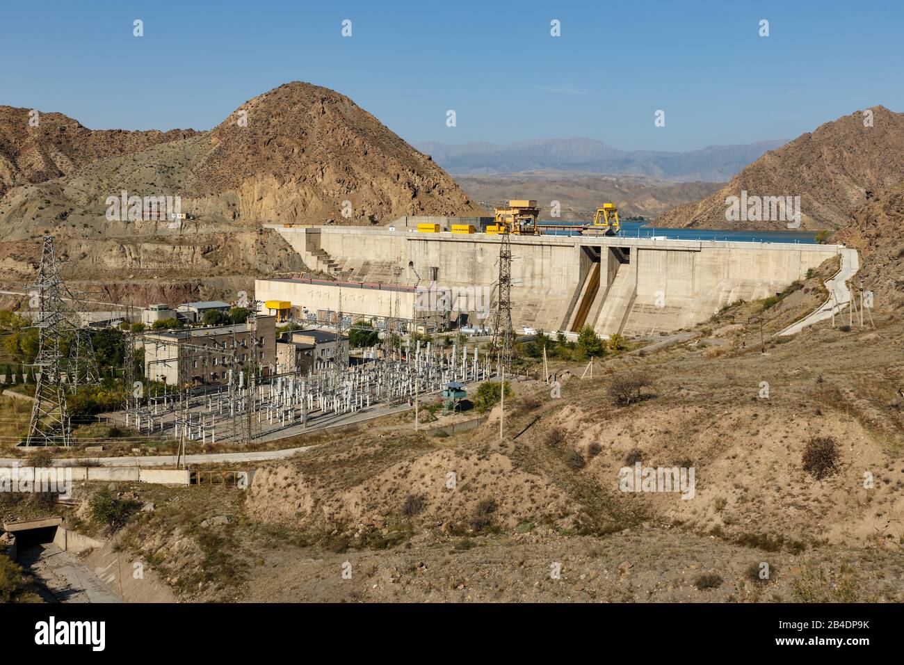 hydroelectric power station on Naryn river in Kyrgyzstan Stock Photo