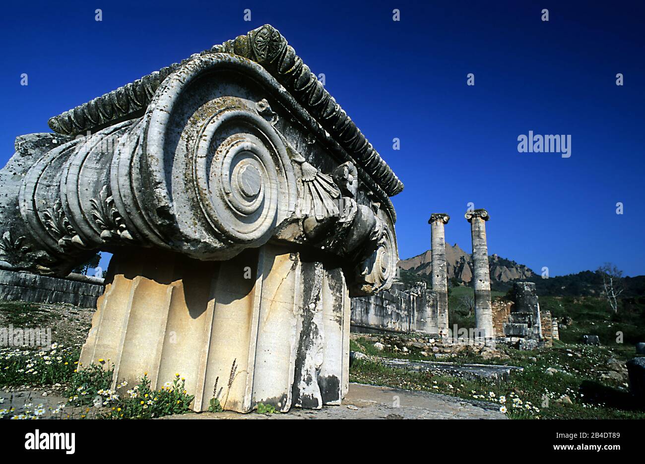 Sardis Rome Ruins of the temple of Diana or Artemis in ancient Sardis, a city of ...
