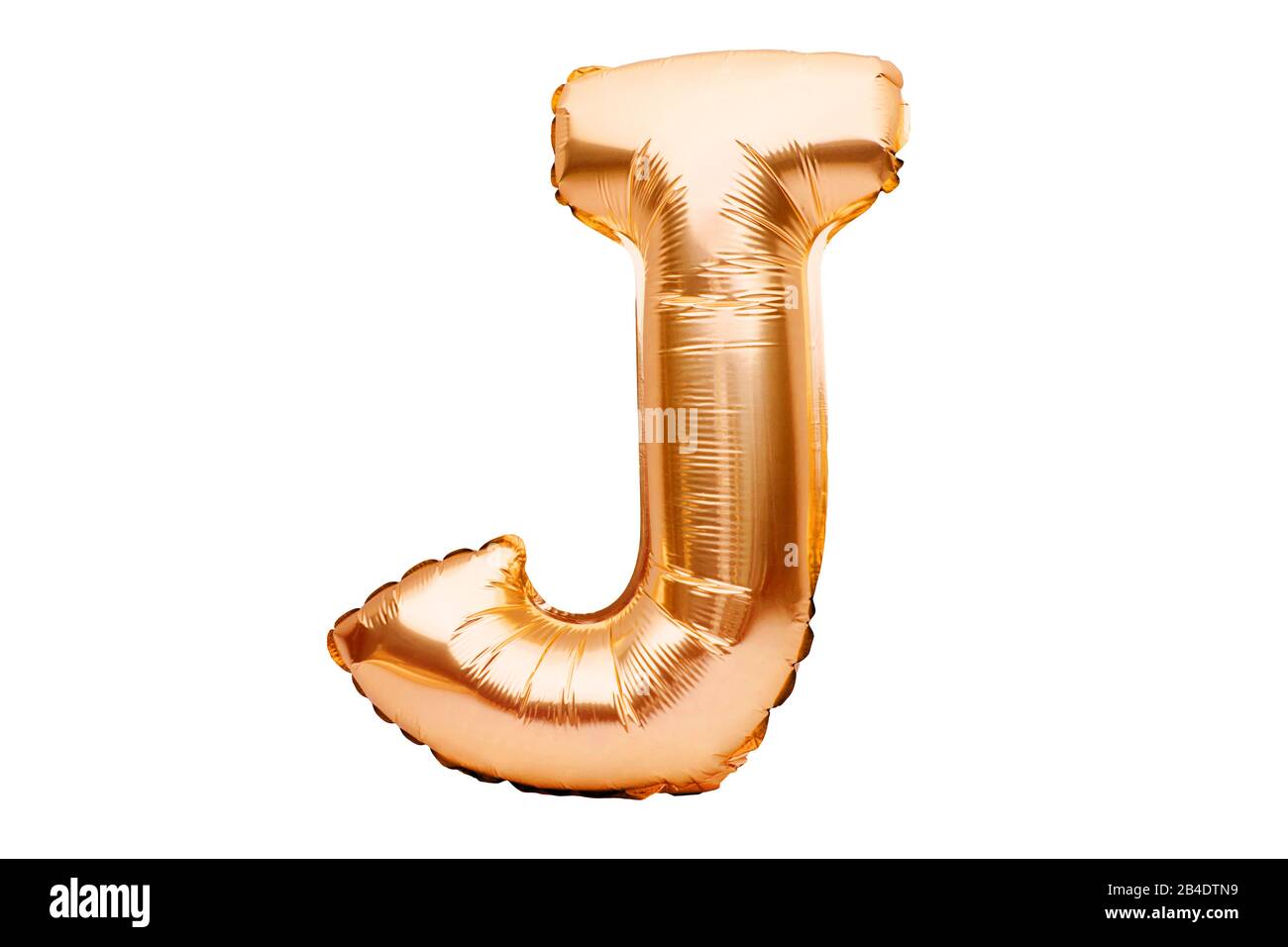 Letter J made of golden inflatable helium balloon isolated on ...