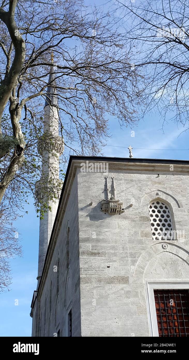 Old bird house on the mosque wall. Ottoman architecture.New Mosque-Bird House, Istanbul-Turkey Stock Photo
