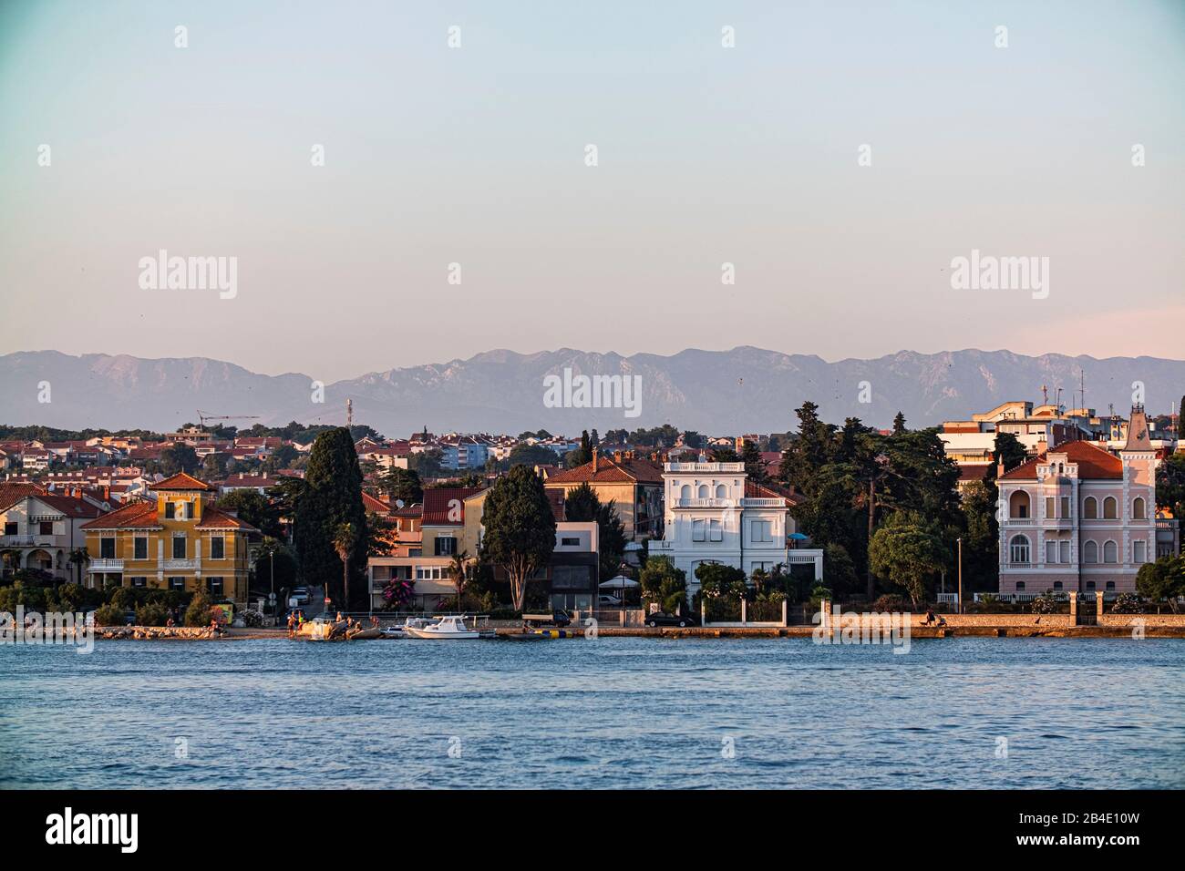 Part of the city Zadar with the mountains 'Velebit' in the background. Stock Photo