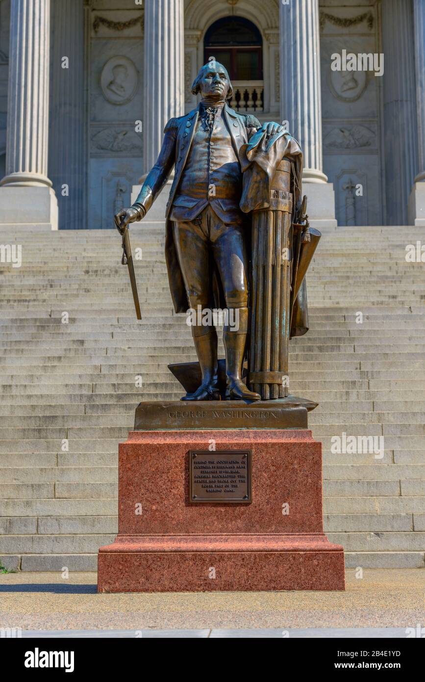 Washington statue Columbia South Carolina home of the Statehouse Capital building with a