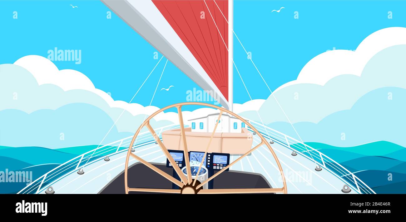 Top view sail boat on water Stock Vector