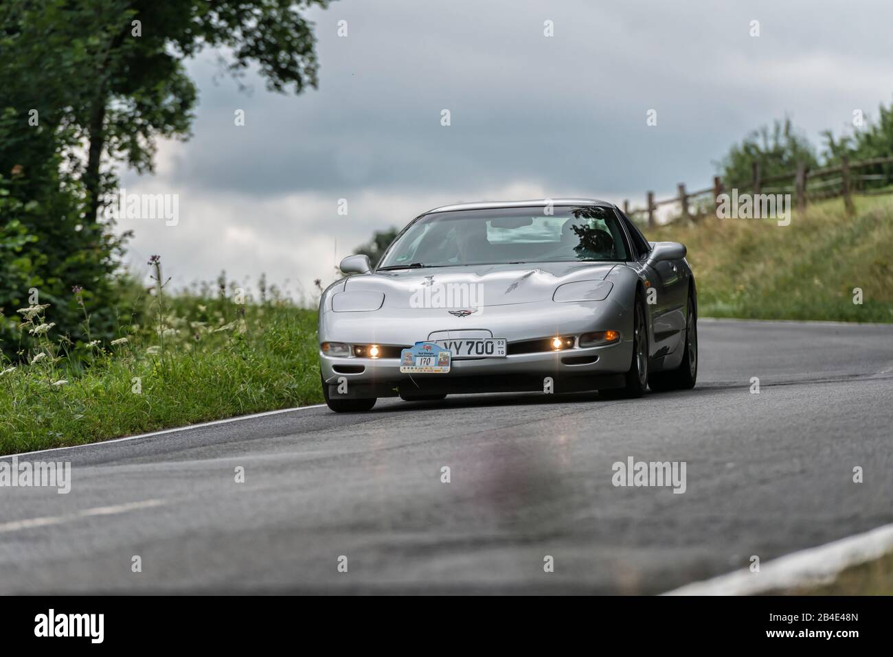 Bad König, Hesse, Germany, Chevrolet Corvette C4, built in 2002, 5.7 liter displacement, 303 KW at the classic festival. Stock Photo