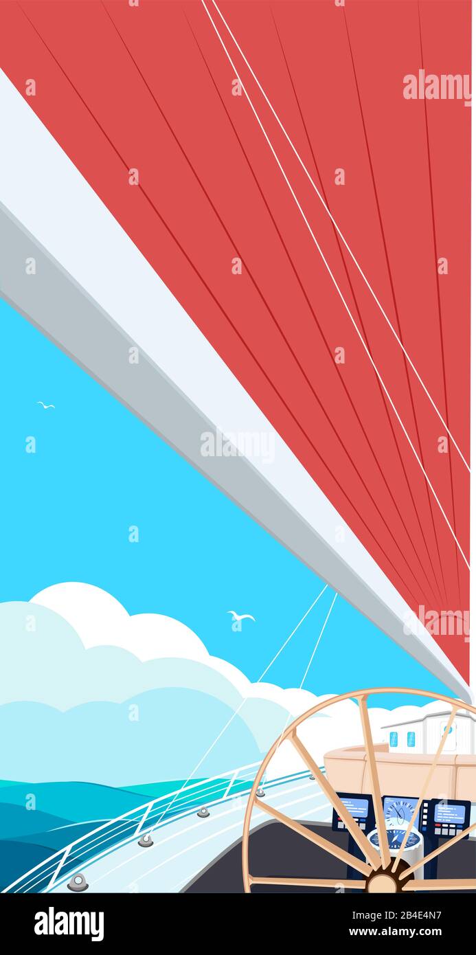 Top view sail boat on water Stock Vector