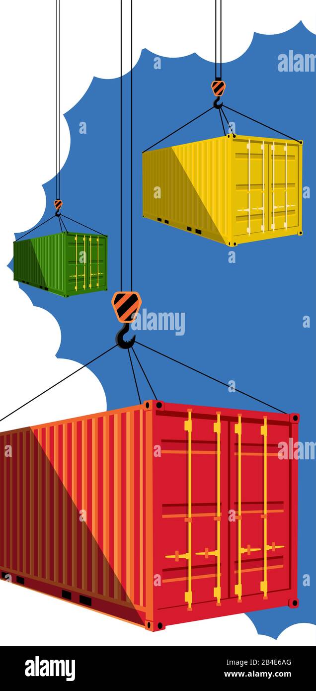 Shipping container on blue sky Stock Vector