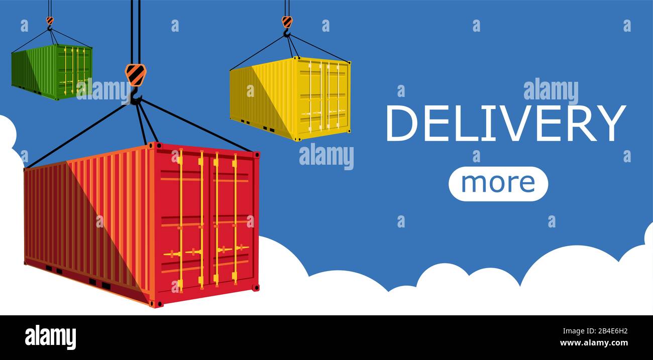 Shipping container on blue sky Stock Vector