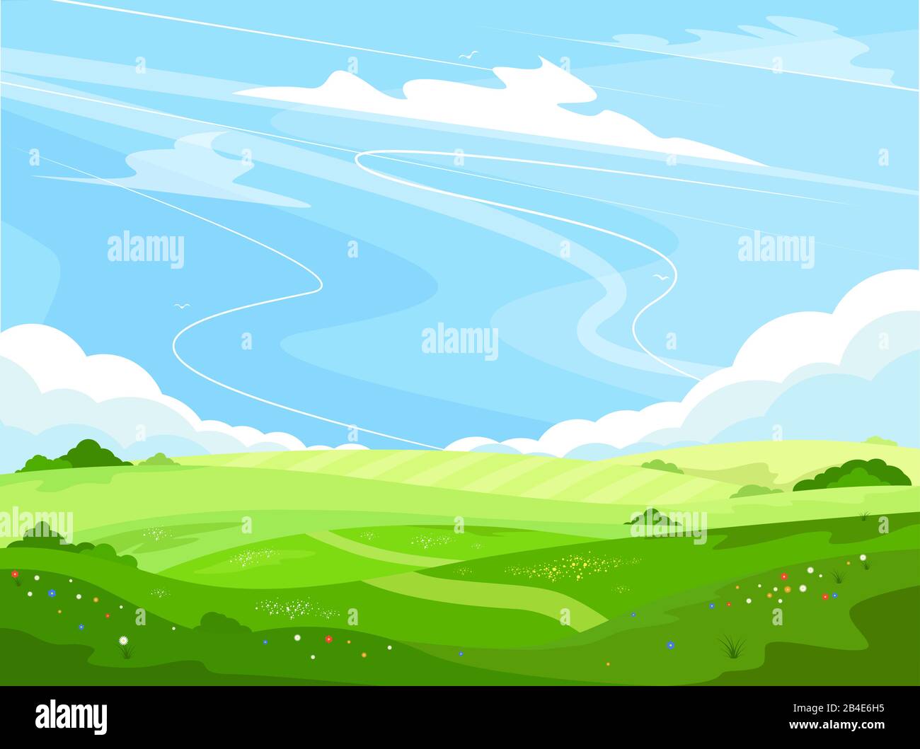 Vector Rural Hills Rural landscape with green hills Stock Vector Image & Art - Alamy