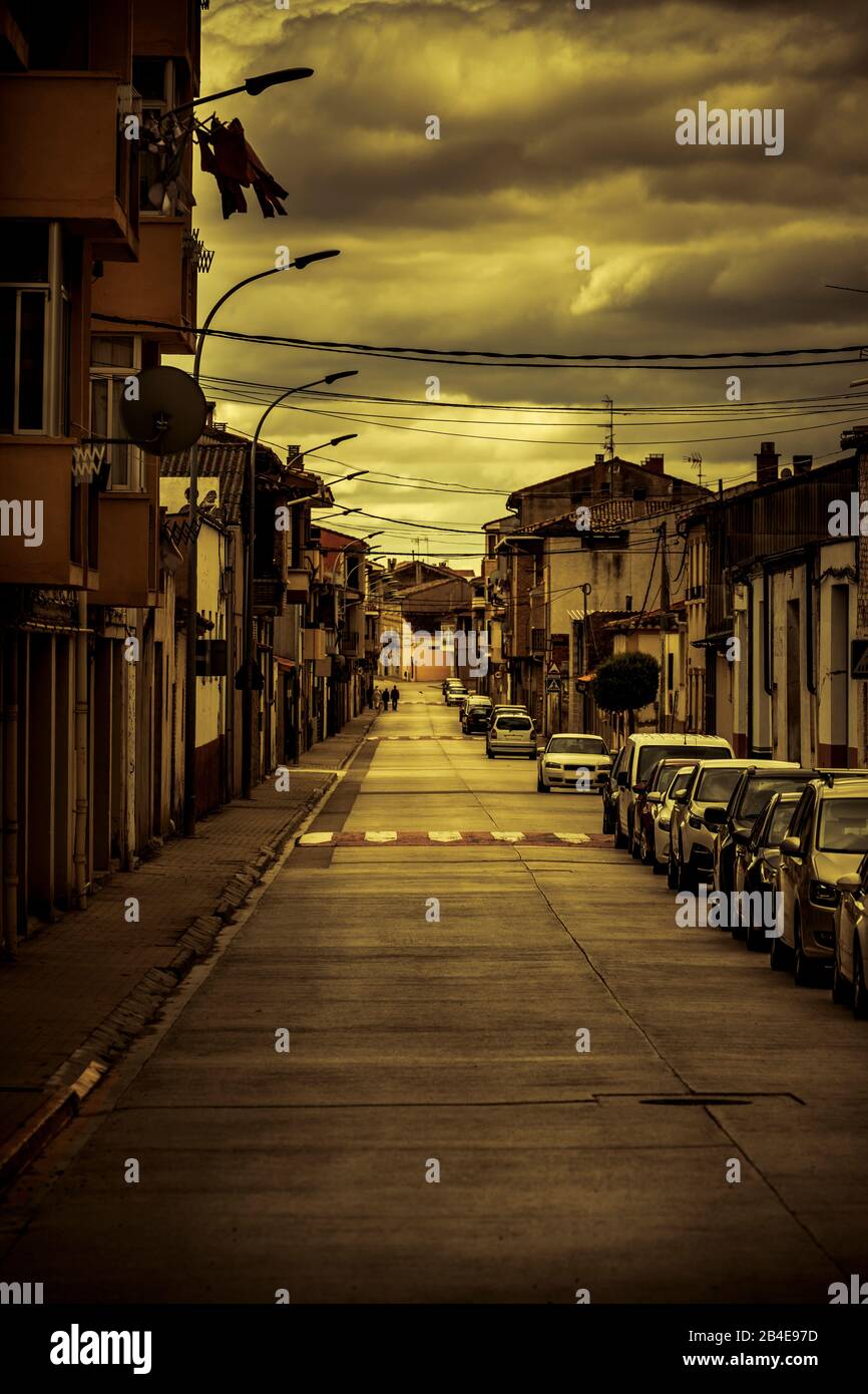 Street in a spanish small town Stock Photo