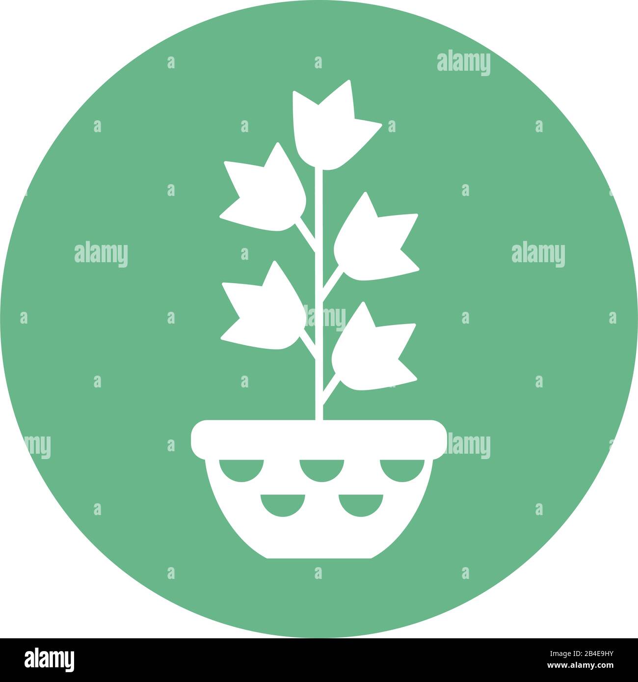 houseplant with potted, block and flat style icon vector illustration ...