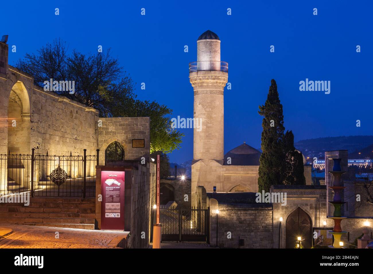 Azerbaijan, Baku, Old City, Palace of the Shirvanshahs, dawn Stock Photo