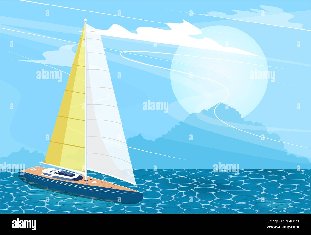 Sailing ship banner in cartoon style Stock Vector