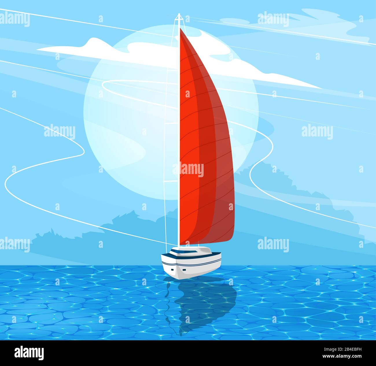 Sailing ship banner in cartoon style Stock Vector
