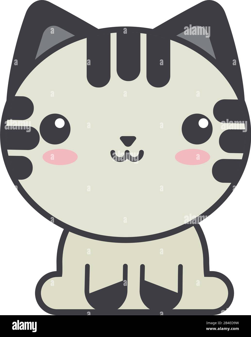 cute cat on white background, feline domestic vector illustration ...