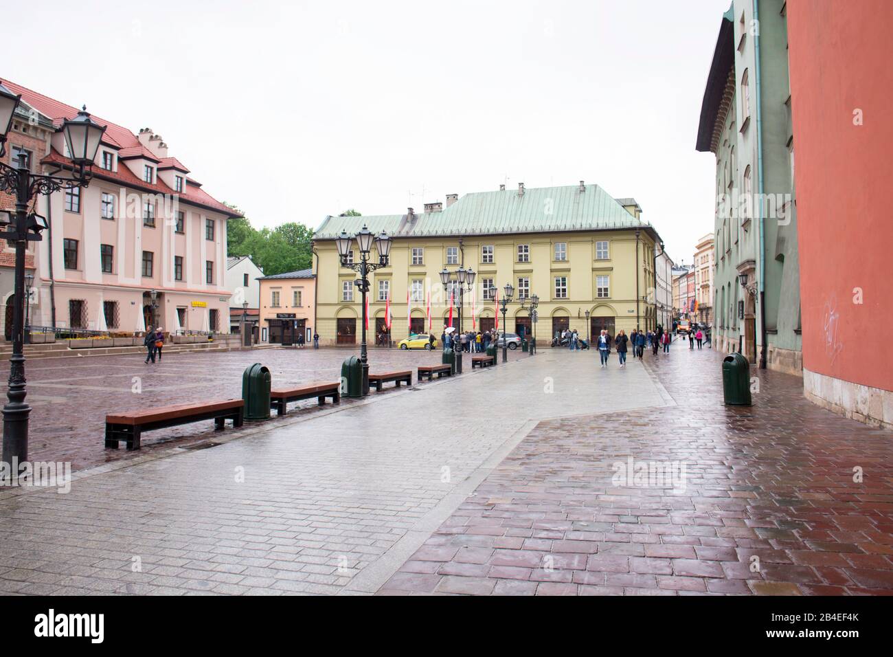 Street view, Maly Rynek, Small Market Square in the old town of Krakow, Poland Stock Photo