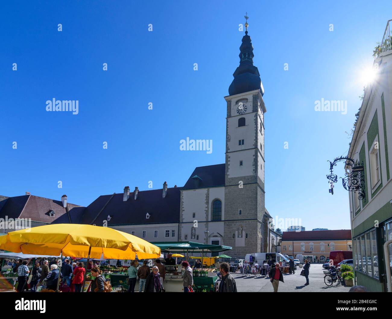 St. Pölten, cathedral Dom, market in Mostviertel, Niederösterreich, Lower Austria, Austria Stock Photo