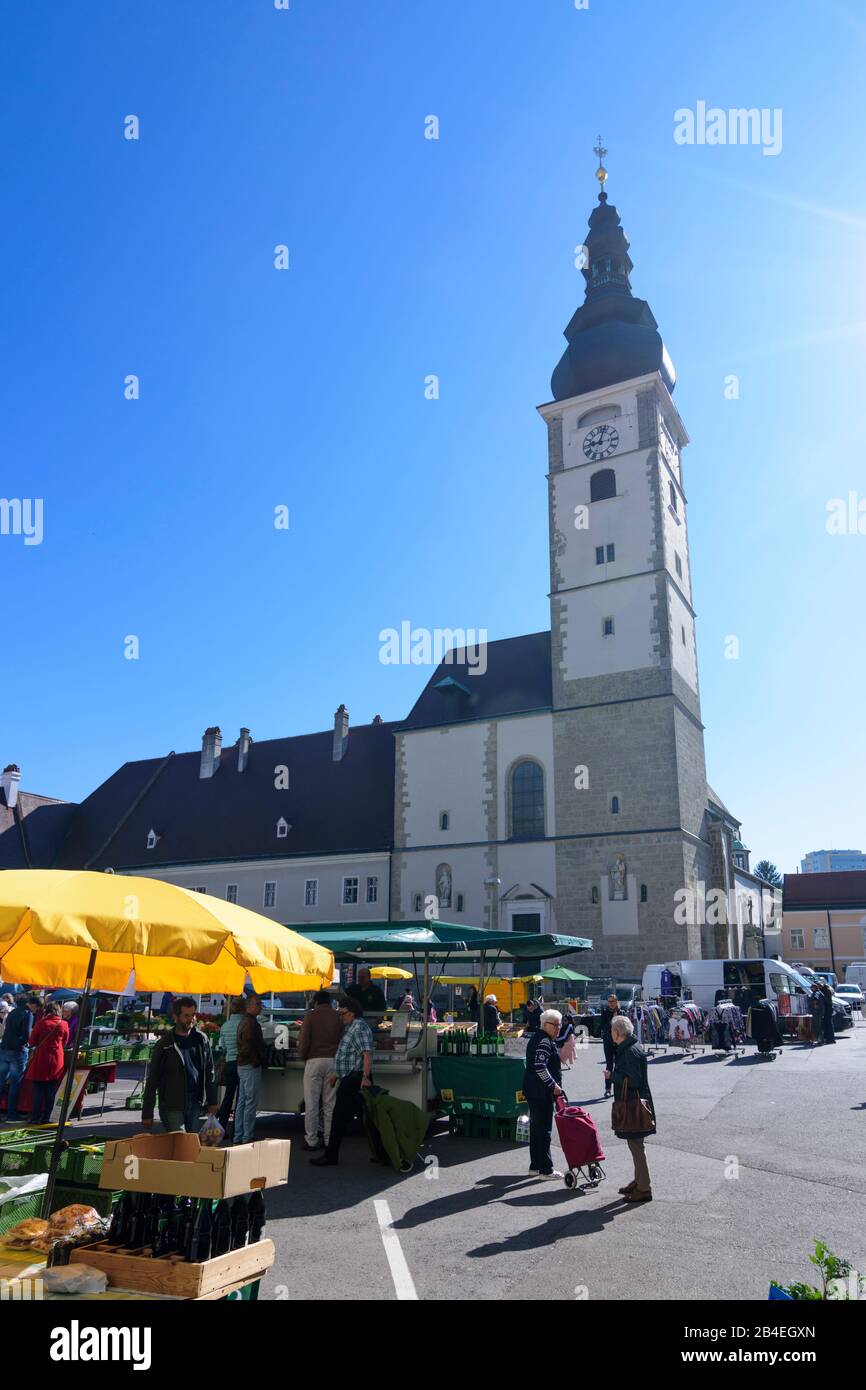 St. Pölten, cathedral Dom, market in Mostviertel, Niederösterreich, Lower Austria, Austria Stock Photo