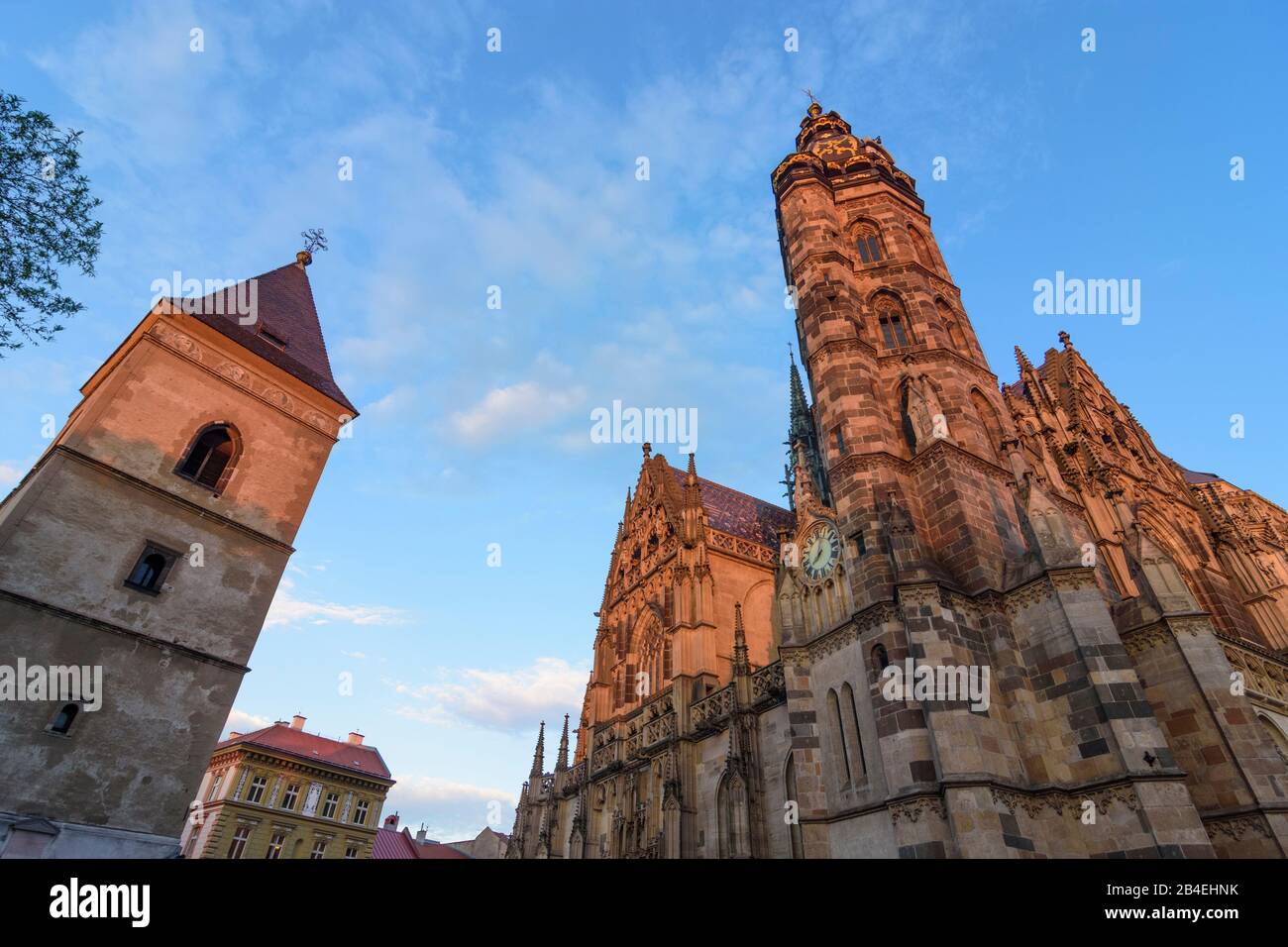 Slovakia, Kosice (Kaschau), St. Elisabeth's Cathedral, Urban's Tower, main square Hlavna Stock Photo