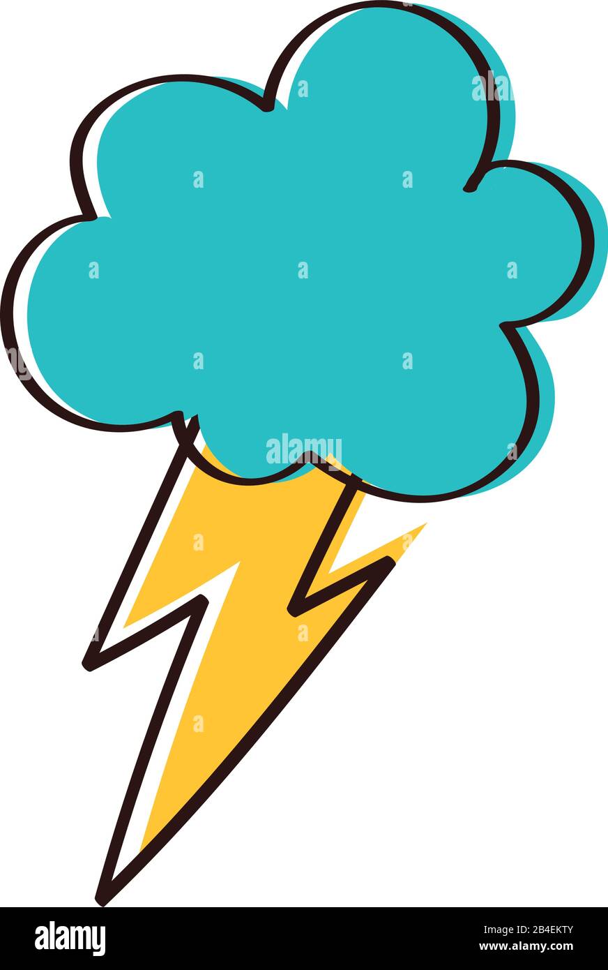 cloud with ray storm electric hand draw style Stock Vector Image & Art ...