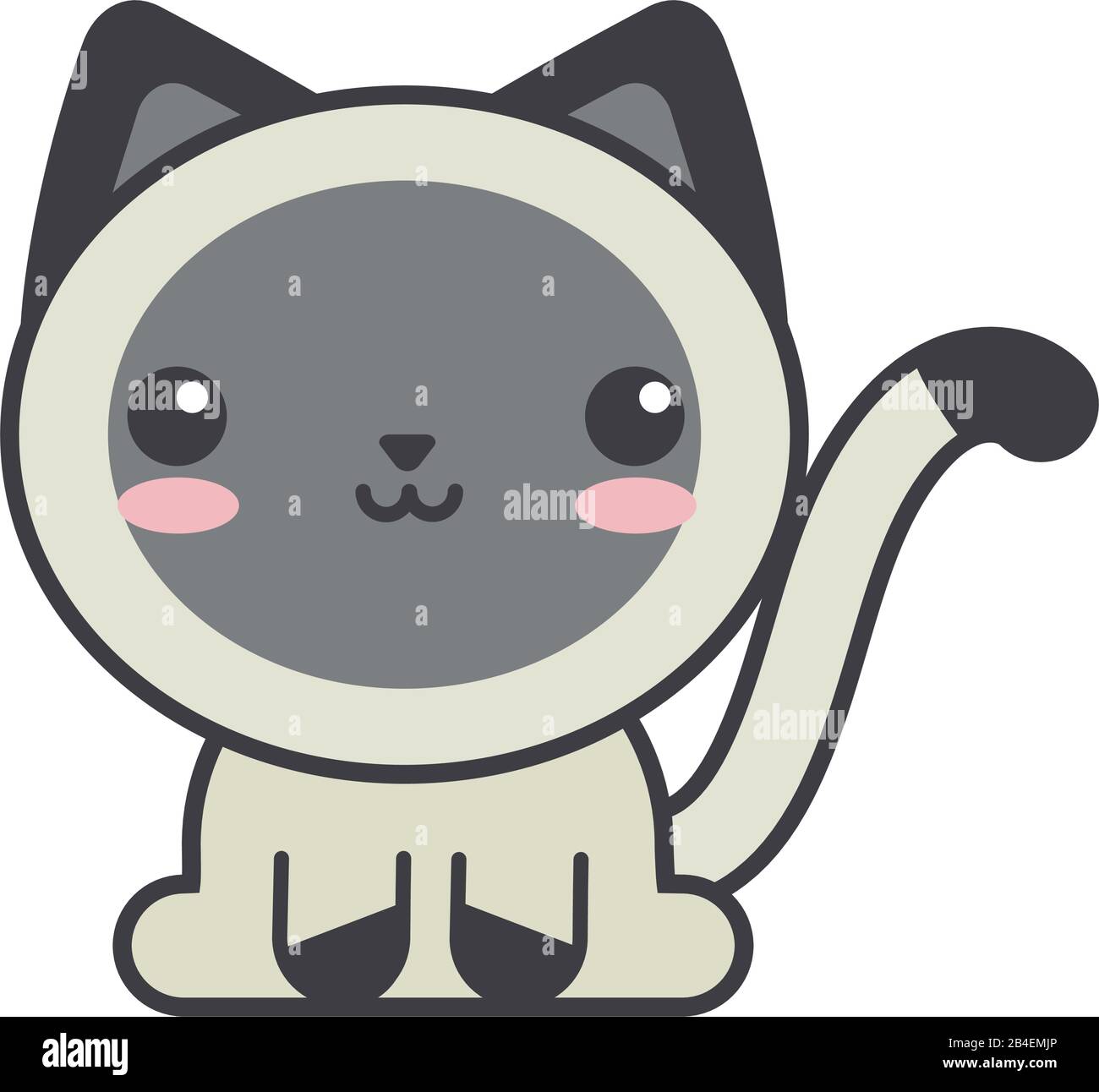 cute cat on white background, feline domestic vector illustration ...