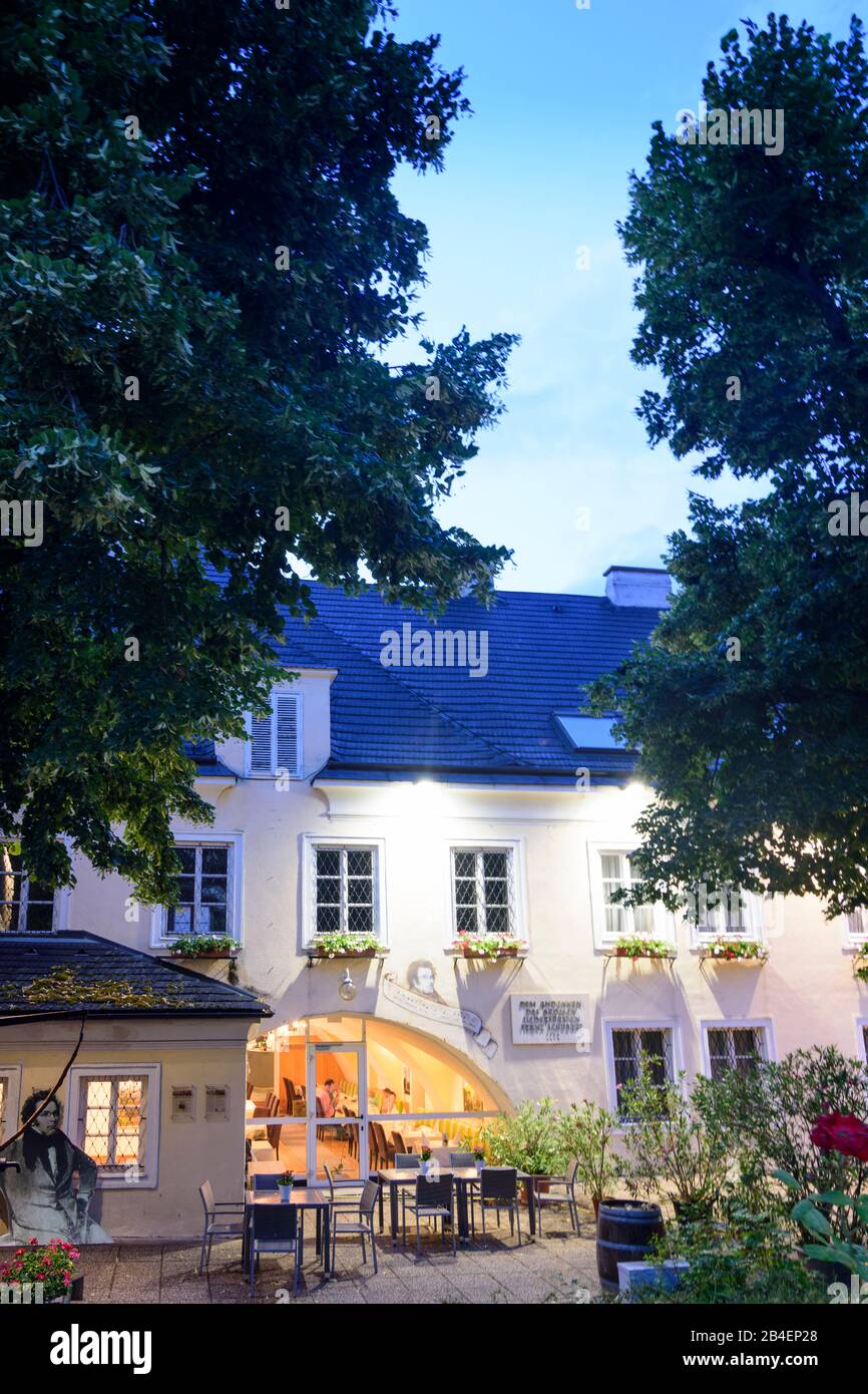 Hinterbrühl, restaurant and hotel Höldrichsmühle, where, according to legend, Franz Schubert was inspired to his song Am Brunnen vor dem Tore in Wienerwald, Vienna Woods, Niederösterreich, Lower Austria, Austria Stock Photo