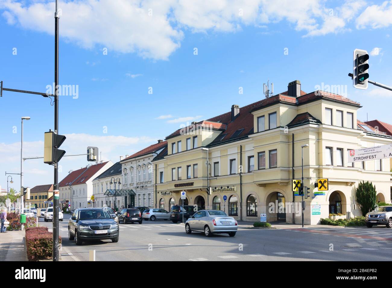 Langenzersdorf, main street Wiener Strasse in Donau, Niederösterreich, Lower Austria, Austria Stock Photo