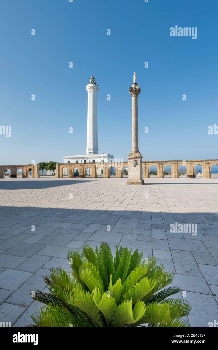 Santa Maria di Leuca, Salento, Apulia, Italy, Europe. The lighthouse of Santa Maria di Leuca Stock Photo