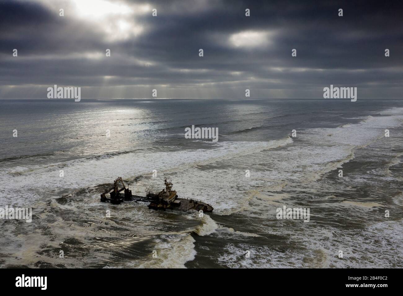 Shipwreck Zeila at Skeleton Coast, Henties Bay, Namibia Stock Photo